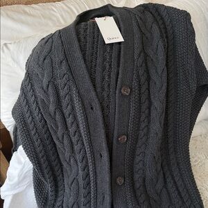 Quince Charcoal Cable Knit Cardigan